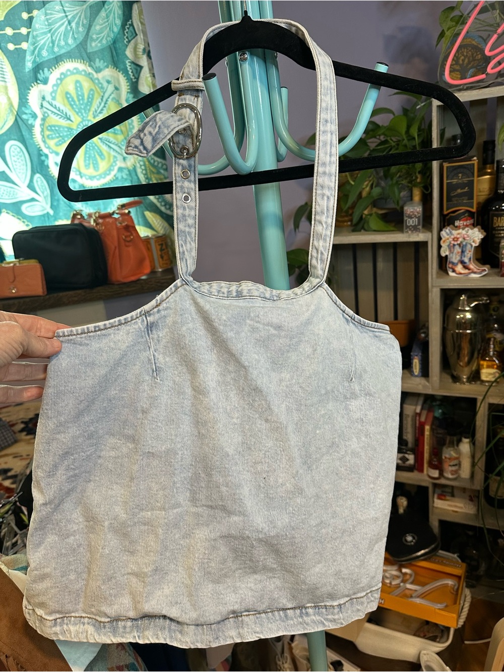 WeWoreWhat Light Wash Denim Tank Top